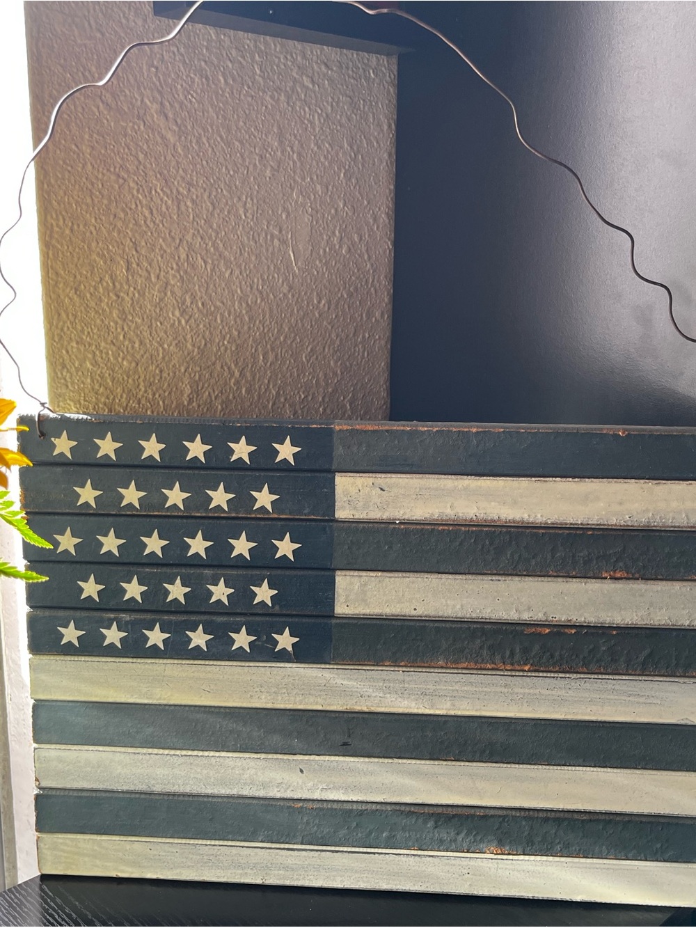 Rustic Navy and Off-White American Flag Wall Art